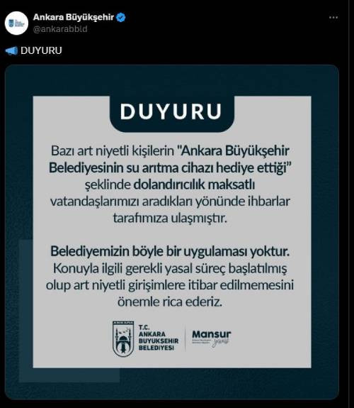 ABB vatandaşları dolandırıcılığa karşı uyardı: 'Belediyemizin böyle bir uygulaması yoktur'