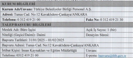 Ankara’da kamuya en az lise mezunu büro işçi alınacak: KPSS'siz