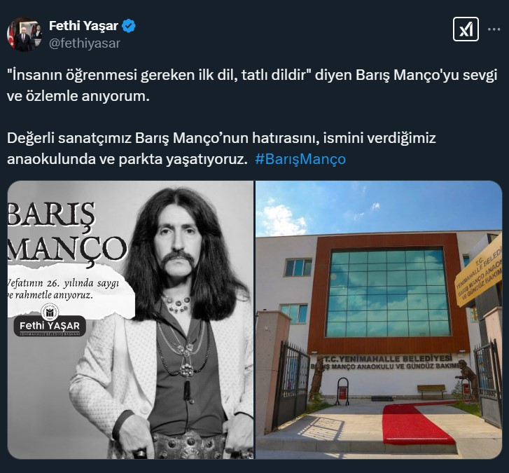 Yenimahalle Belediyesi Barış Manço'nun adını anaokulu ve parkta yaşatıyor