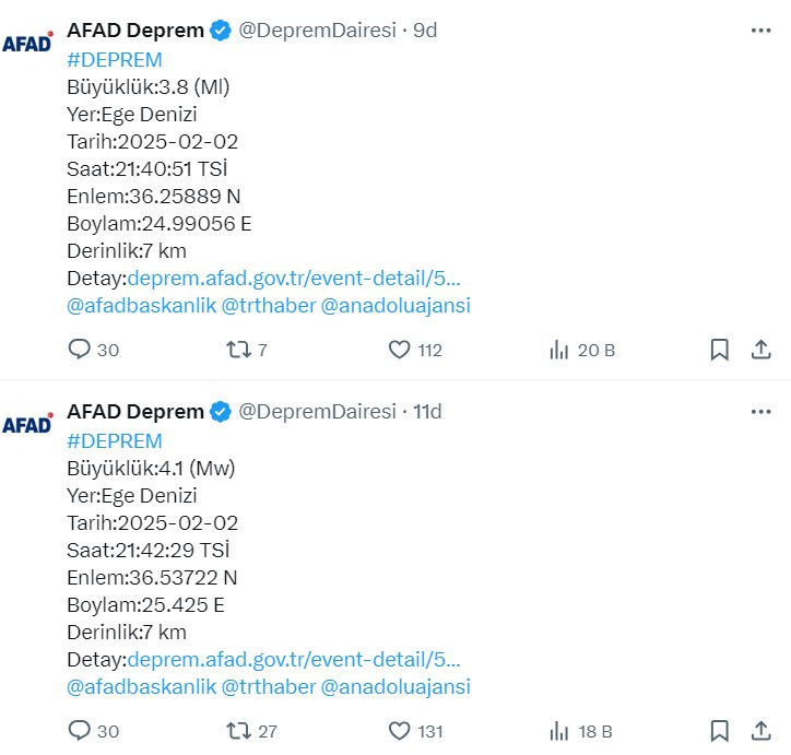 Ege'de deprem fırtınası! AFAD açıkladı, ardı ardına 9 sarsıntı!