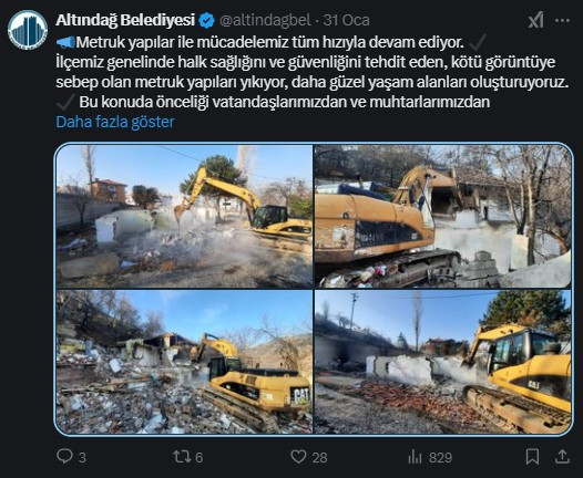 Altındağ Belediyesi metruk yapıların yıkımına devam ediyor