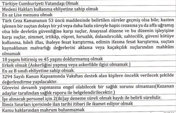 Sosyal Yardımlaşma ve Dayanışma Vakıfları duyurdu: Ehliyetli personeller alınacak - Resim : 2