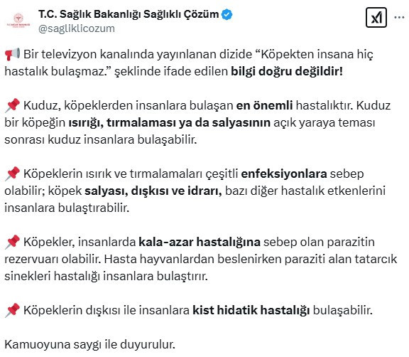 Sağlık Bakanlığı ünlü dizideki repliğe yanıt verdi