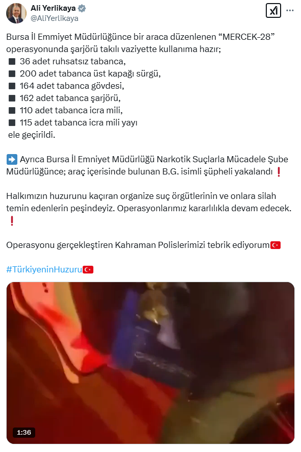 Bursa'da 'MERCEK-28' operasyonu! Kullanıma hazır silahlar ele geçirildi