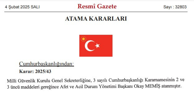 Cumhurbaşkanı Erdoğan'ın imzaladığı 4 Şubat 2025 Atama Kararları Resmi Gazete'de yayımlandı