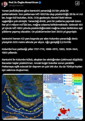 Prof. Dr. Ahmet Ercan paylaştı: Son patlama üzerinden 3 bin yıl geçti