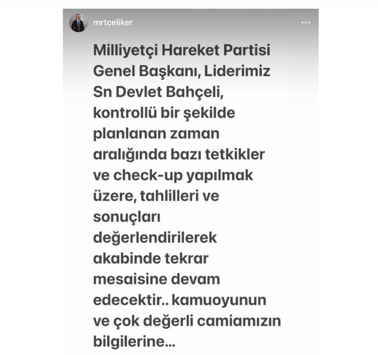 Devlet Bahçeli'nin son sağlık durumu nasıl? MHP'den açıklama yapıldı!