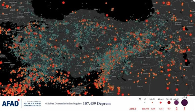 Türkiye ve yakın çevresinde 6 Şubat'tan bu yana 107 bin deprem oldu