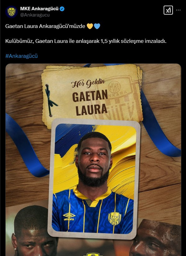 MKE Ankaragücü Gaetan Laura transferini resmen duyurdu