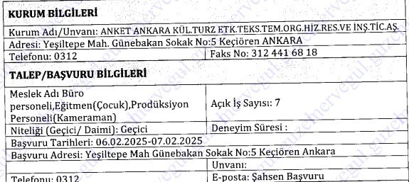 Başkentte 2 kamu kurumundan personel alımları: Büro memuru, kameraman ve eğitmen - Resim : 2