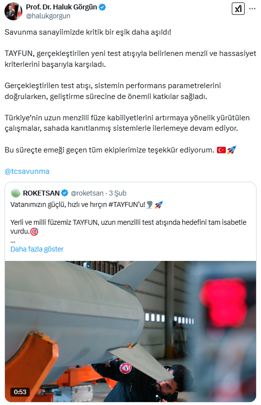 ROKETSAN paylaştı: Tayfun füzesi bir kez daha hedefi tam isabetle vurdu - Resim : 2