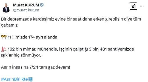 Bakan Kurum'dan deprem bölgesindeki konut inşaatına dair açıklama