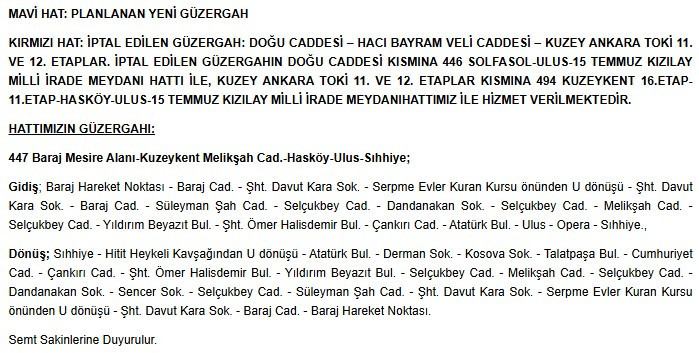 Toplu taşıma kullanan Ankaralılar EGO peş peşe duyurdu! Son dakika güzergah değişikliği - Resim : 2