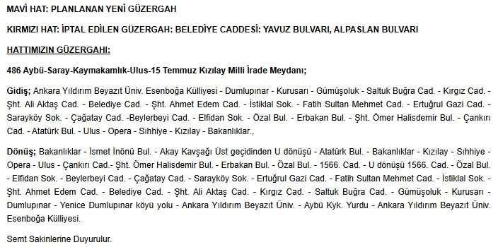 Toplu taşıma kullanan Ankaralılar EGO peş peşe duyurdu! Son dakika güzergah değişikliği - Resim : 4