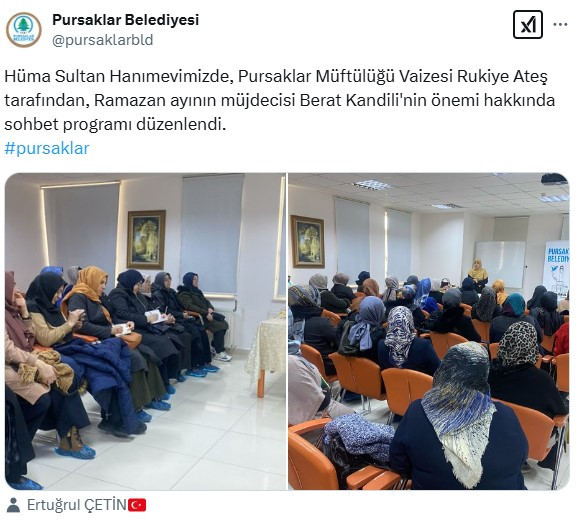 Pursaklar Belediyesi'nden hanımlara özel Berat Kandili programı