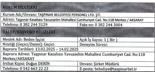 Belediyelere personel alınıyor: İlkokul ortaokul lise mezunu - Resim : 2