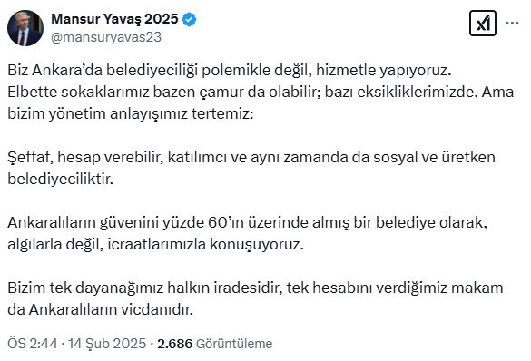 Mansur Yavaş’tan Cumhurbaşkanı Erdoğan’dan gelen eleştirilere yanıt!