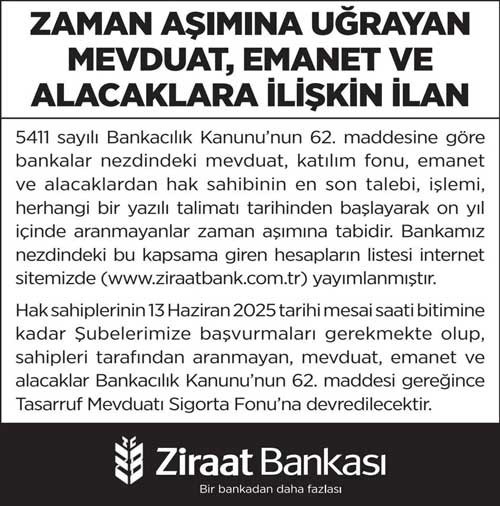 Ziraat Bankası hesap sahipleri! 13 Haziran'a kadar başvuru yapmayanların parası silinecek