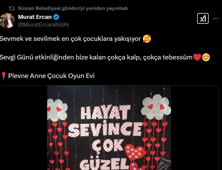 Sincan Belediyesi Anne Çocuk Oyun Evinde sevgi günü etkinliği