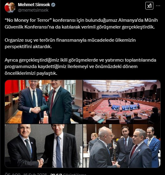 Bakan Mehmet Şimşek Münih'te terörle mücadeleye vurgu