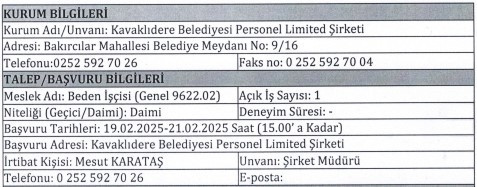 Temizlik işçisi ve beden işçisi alımı başladı: 18 yaş üstü başvurabilir - Resim : 2