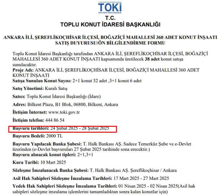 Ankara'da TOKİ ev başvurusu 24 Şubat'ta başlıyor! 11.256 TL taksitle sıfır konut