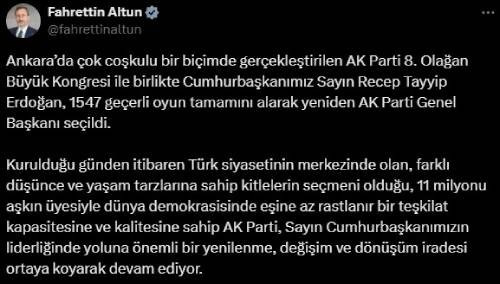 İletişim Başkanı Altun'dan AK Parti 8. Olağan Büyük Kongresi açıklaması