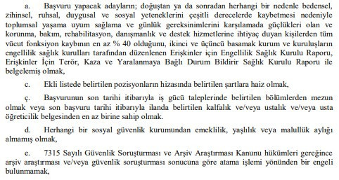 Jandarma Dikimevi Müdürlüğüne engelli işçi alınacak: Başkentte ikamet şartı var