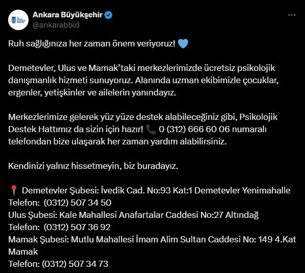 ABB'den vatandaşlara ücretsiz psikolojik danışmanlık hizmeti