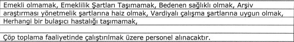 Belediyelere vardiyalı çalışabilecek işçi ve çöp toplama personeli alınıyor - Resim : 2