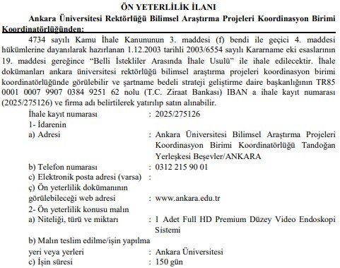 Ankara Üniversitesi yeni endoskopi sistemi alıyor!