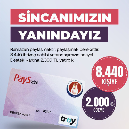 Sincan Belediyesinden Ramazan ayı öncesi binlerce aileye para desteği