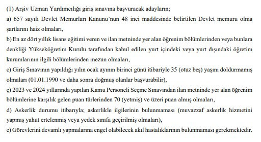 Cumhurbaşkanlığı Devlet Arşivleri Başkanlığı Ankara’da personel alıyor - Resim : 2