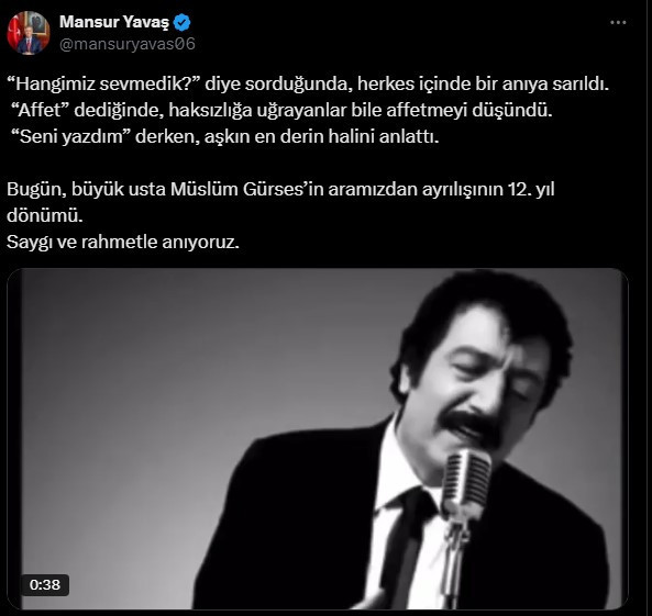 Mansur Yavaş Müslüm Gürses'i vefat yıl dönümünde andı