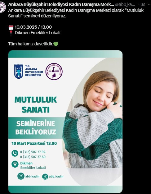 Ankaralı kadınlara ABB'den Mutluluk Sanatı Semineri