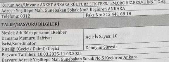 Ankara'da kamu işçisi alınıyor: İşçi, büro ve rehber danışma memuru