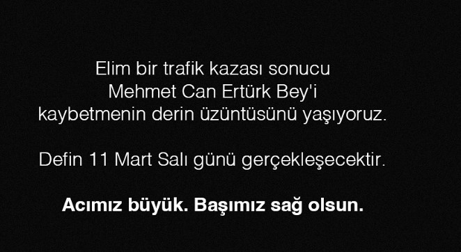 Ankara'nın önde gelen iş insanlarından Mehmet Can Ertürk trafik kazasında vefat etti