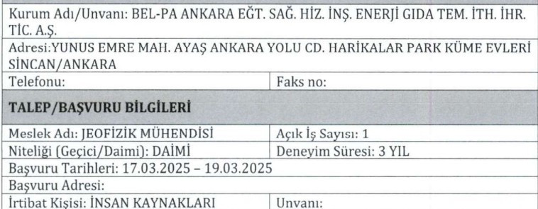 Bel-Pa Ankara mühendis ve aşçı yardımcısı alacak: Başvurular mail üzerinden - Resim : 2