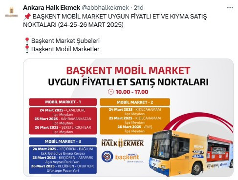 Başkentte uygun fiyatlı et almak isteyenler için 24-25-26 Mart duyurusu