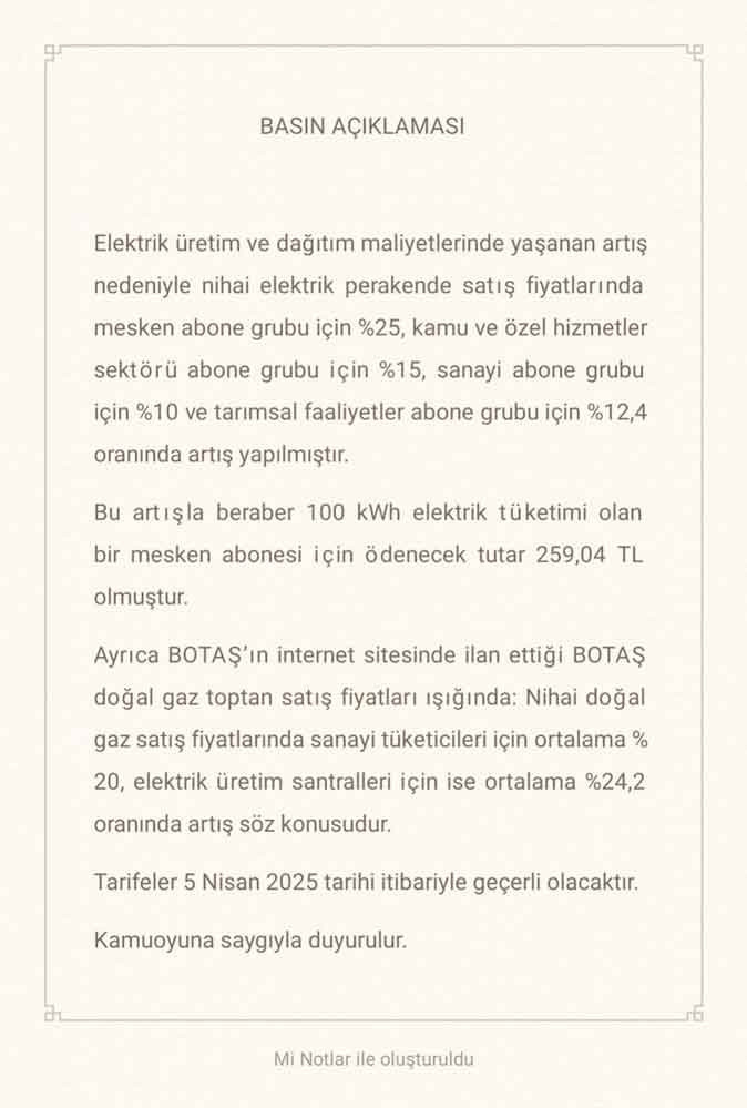 Elektriğe son dakika zam geldi! Nisan ayında elektrik faturası kaç TL gelecek açıklandı
