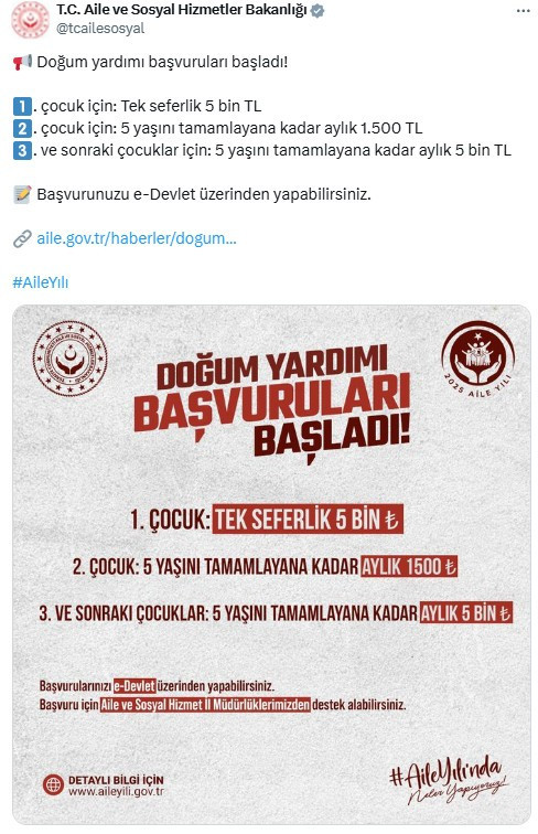 Doğum yardımı başvuru nasıl yapılır? 2025 doğum yardımı ne kadar?