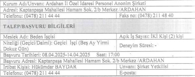 İl Özel İdaresine işçi ve güvenlik görevlisi alımı yapılacak - Resim : 2