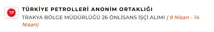 TPAO önlisans mezunu 26 işçi alımı yapacak