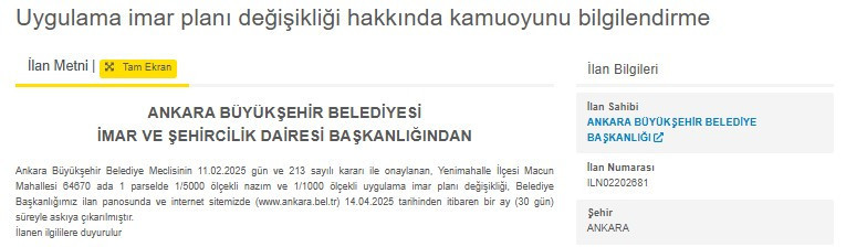 ABB duyurdu: Çankaya, Yenimahalle, Elmadağ ve Kahramankazan'da imar planı değişti - Resim : 2