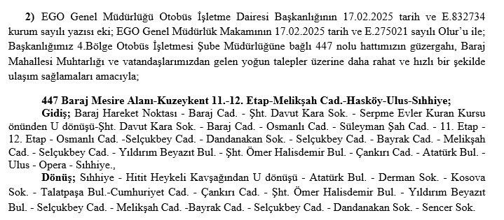 EGO UKOME kararları açıklandı: Ankara'da yeni otobüs hatları ve güzergah değişiklikleri yapıldı - Resim : 3
