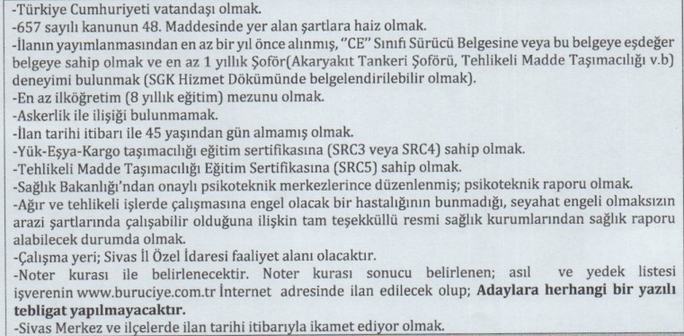 İl Özel İdaresi şoför alımına başladı: 44 yaş altı başvurabilir - Resim : 2