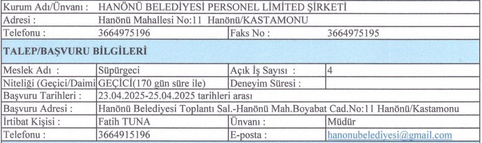 Kamu kurumunda elektrikçi ve süpürgeci alımı yapılacak - Resim : 2