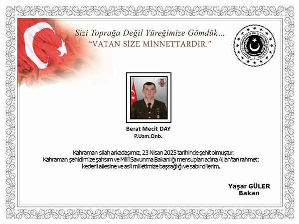 Pençe-Kilit Operasyonu bölgesinde yaralanan askerimiz şehit düştü