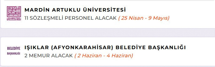 Belediye ve devlet üniversitesi bünyesine personel alınacak: Memur ve sözleşmeli alımı - Resim : 2