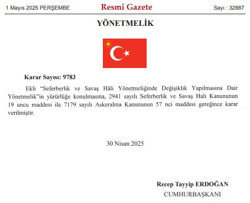 Seferberlik ve Savaş Hali Yönetmeliği değiştirildi!